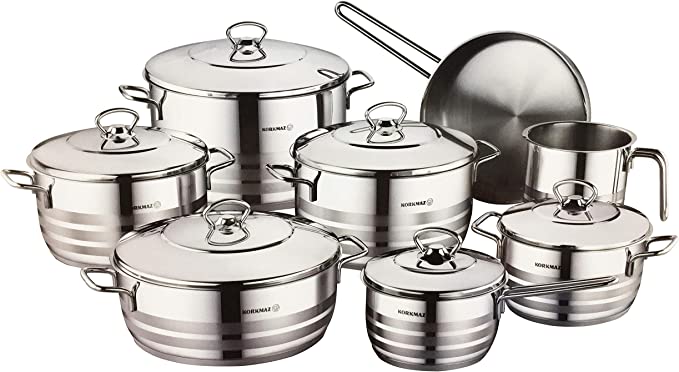 KORKMAZ Tombik Stainless Steel Cookware Set,Cooking Pots with Lids