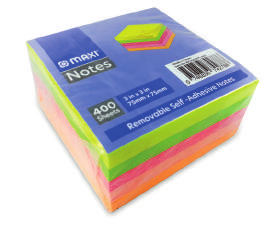 Maxi Sticky Notes Assorted Colors Cube 75mm x 75mm  500 Sheets