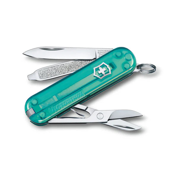Victorinox Classics SD Transparent - 7 Function Multitool with a Pair of Scissors, Tropical Surf 0.6223.T24G