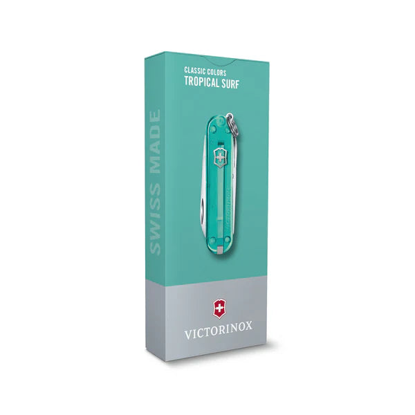 Victorinox Classics SD Transparent - 7 Function Multitool with a Pair of Scissors, Tropical Surf 0.6223.T24G