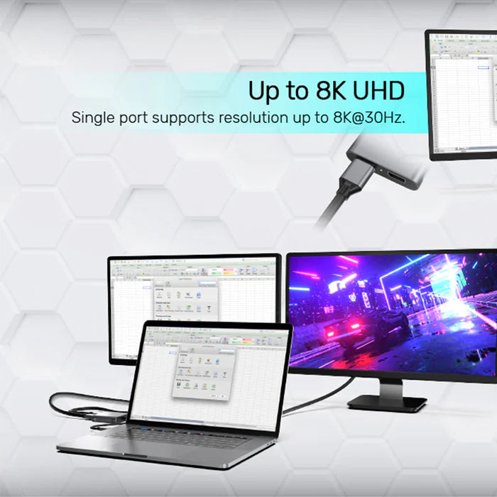 Unitek USB-C to Dual DP1.4 Adapter with MST (8K 60Hz) Space Gray V1404A