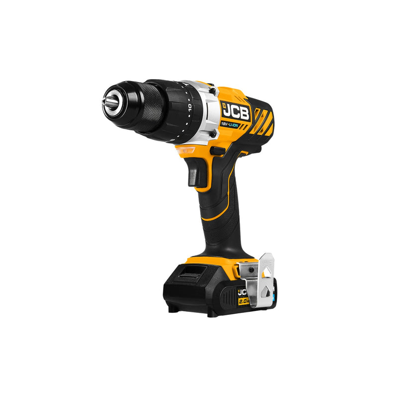 JCB 18V Combi Drill W/2x2 AH Battery, 4.0A Fast Charger In Kit JCB-21-18CD-2-B