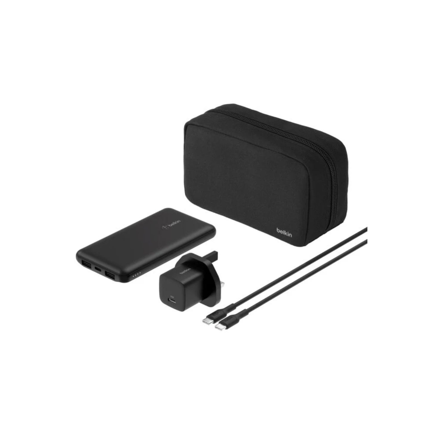Belkin Travel Kit With 10K Power Bank + 25W UK Wall Charger + C-C Cable Black BU041myBK | Power Adapter & Charger Accessories