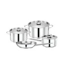 Pradeep 7 Pcs Stainless Steel Cookware Set Design Lid Pots 26 + 20cm + 18cm Saucepan With Design Lid + 26cm Fry Pan TPR035