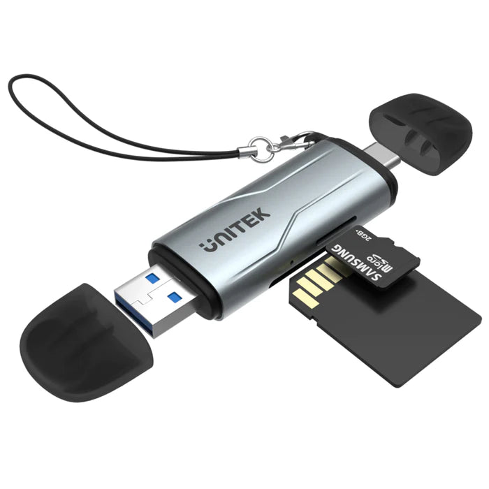 Unitek USB Dual A/C to Micro SD/SD Card Reader, Space Grey R1010A