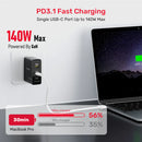 Unitek 140W 3-in-1 GaN Travel Charger (2*PD + QC3.0), With EU/UK Plugs, 2M USB-C PD P1115A