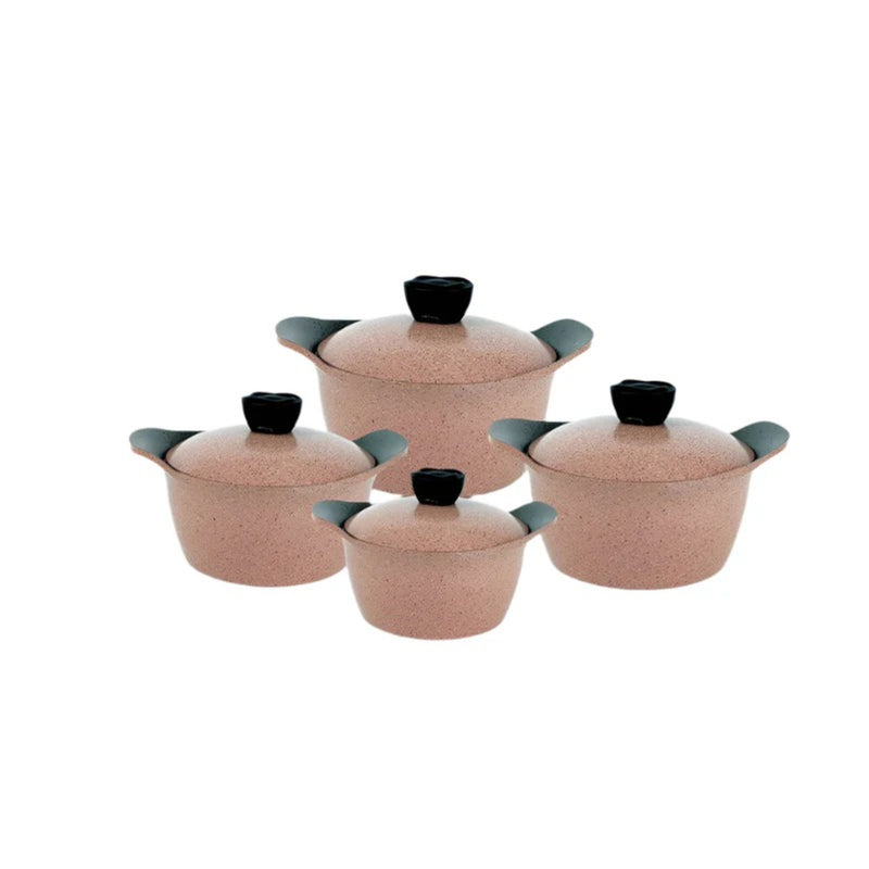 Core Granite Cookware Collection 8 Pcs Set 32+28+24+20cm Pink TLA001