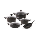 Saflon 9 pcs 20+24+28cm Pots+28cm Shallow Pot+28cm Frypan Glass Lid TSA042