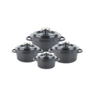 Core SS22 Granite Cookware Collection Pots 8 Pcs Set 1.9 L + 2.6 L + 5.2 L + 7.6 L Black TLA003