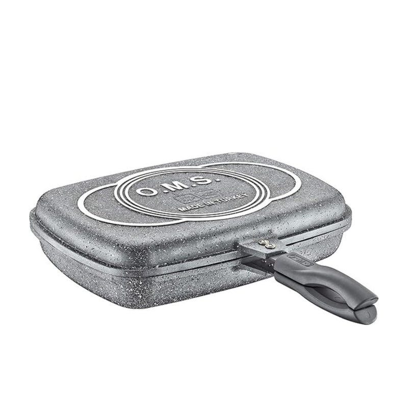 O.M.S. Granite Double Sided Multi Functional Triangle Grill Pan 36cm Gray TOM004
