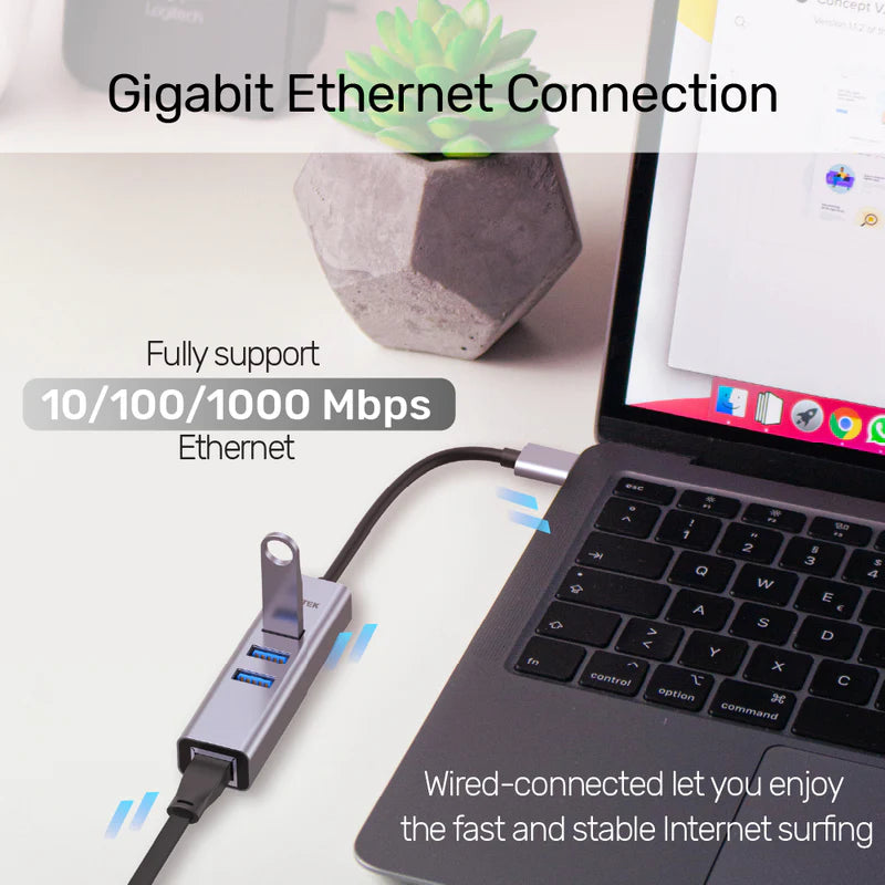 Unitek 4-in-1 USB-C 5Gbps Hub with USB-A Adapter (3*USB3.0 + Gigabit Ethernet), Space Grey Y-3088B | CABLES & ADAPTERS Unitek 4-in-1 USB-C 5Gbps Hub with USB-A Adapter (3*USB3.0 + Gigabit Ethernet), Space Grey Y-3088B | CABLES & ADAPTERS