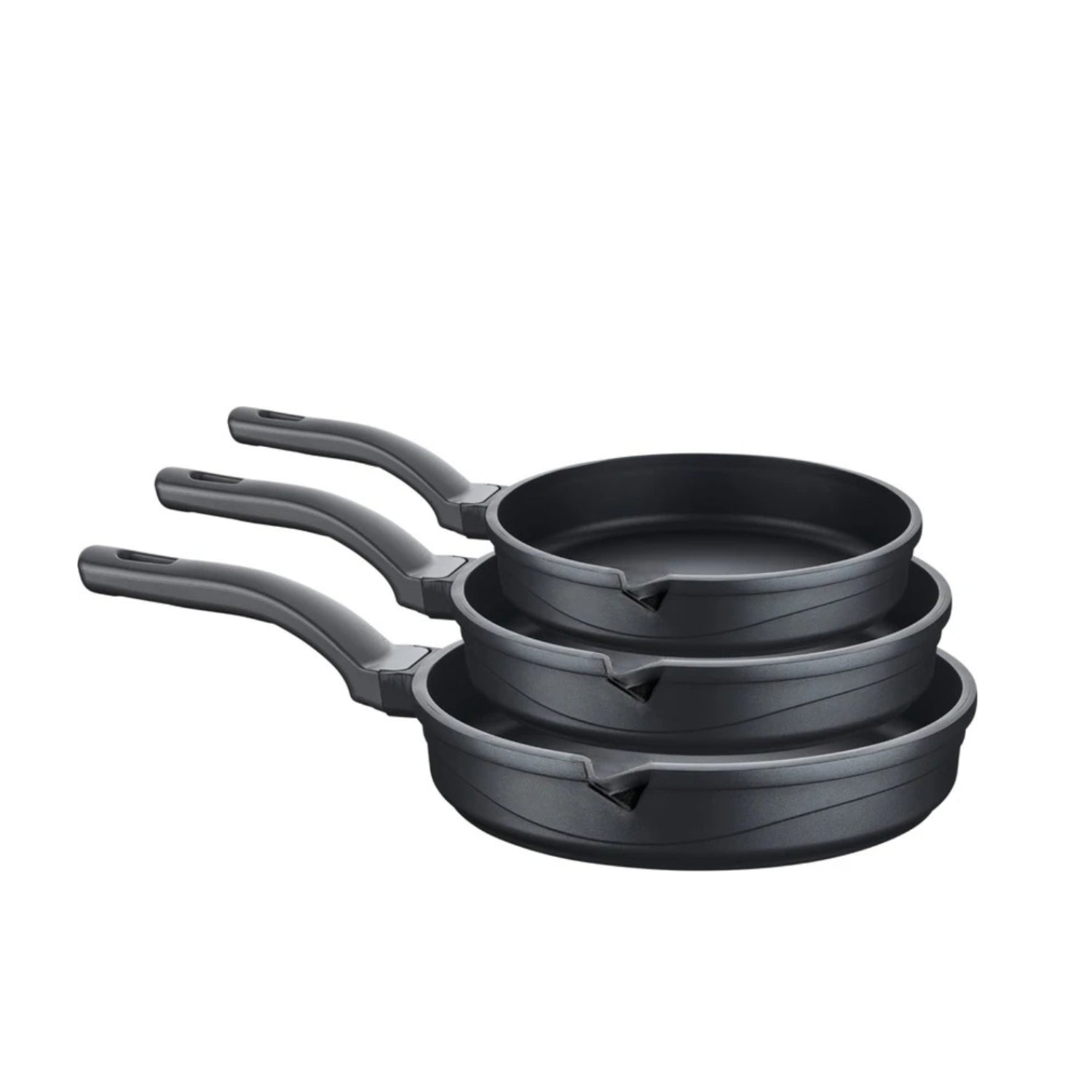O.M.S. Die-cast Granite Frypan 3 Pcs Set 28+24+20cm Black TOM038 | Kitchen Appliance O.M.S. Die-cast Granite Frypan 3 Pcs Set 28+24+20cm Black TOM038 | Kitchen Appliance