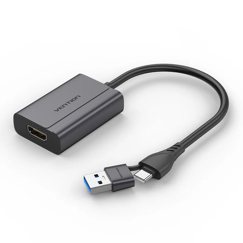 Vention USB-C + USB-A to HDMI Adapter 0.15M Gray Aluminium Alloy Type ACYHB | Computer Accessories