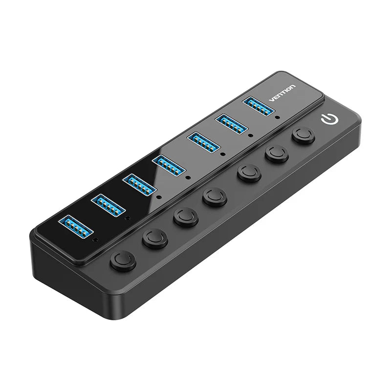 Vention USB 3.0 to USB 3.0 x 7 Hub with Individual Power Switches with UK Power Adapter CHXB0-UK