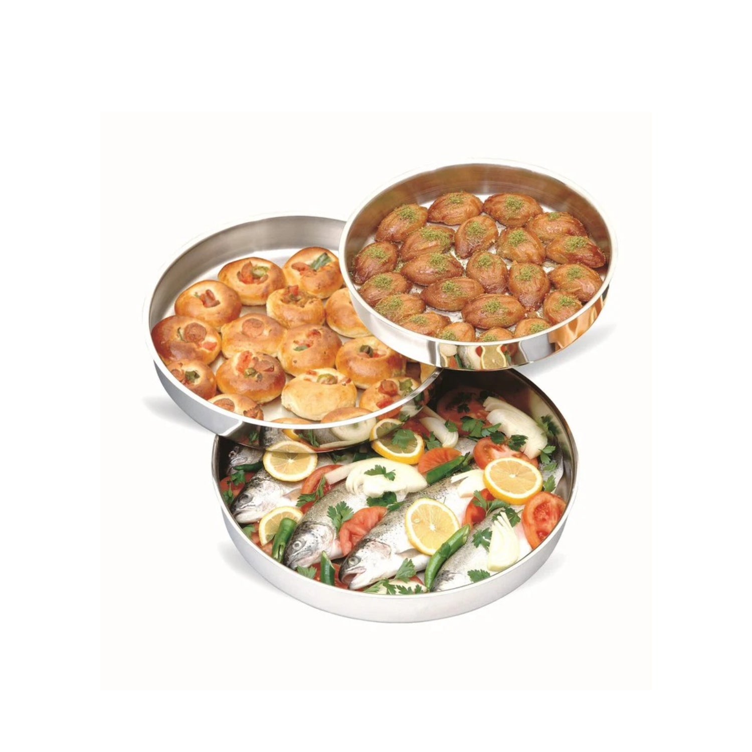 O.M.S. Stainless Steel Oven Tray 3 Pcs Set 36+32+28 Cm TOM005 | Kitchen Appliance O.M.S. Stainless Steel Oven Tray 3 Pcs Set 36+32+28 Cm TOM005 | Kitchen Appliance