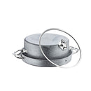 O.M.S. Granite Maqluba 3 Pcs Cooking Set Tray With Handel 32cm Pot 28cm And Glass Lid Gray TOM010