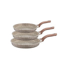 O.M.S. Die-Cast Granite Fry Pan 3 Pcs Set 28+24+20 Cm Beige TOM012