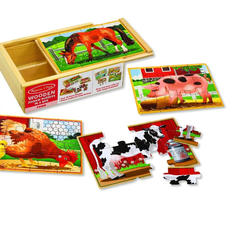 Melissa & Doug Farm Animals Puzzles In A Box 46003793