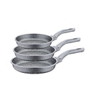 O.M.S. Die-cast Granite Fry Pan 3 Pcs Set 28+24+20 Cm Gray TOM013