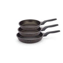 O.M.S. Die-Cast Granite Fry Pan 3 Pcs Set 28+24+20cm Black  TOM014
