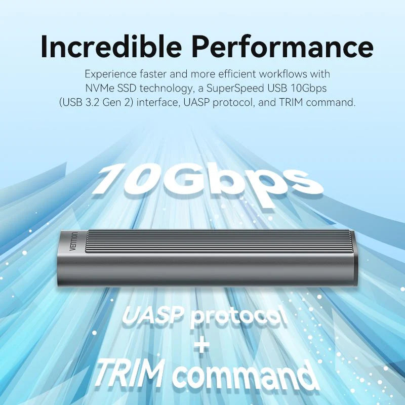 Vention M.2 NVMe SSD Enclosure (USB 3.1 Gen 2-C) with Heat Sink Gray Aluminum Alloy Type KPKH0 | Computer Accessories Vention M.2 NVMe SSD Enclosure (USB 3.1 Gen 2-C) with Heat Sink Gray Aluminum Alloy Type KPKH0 | Computer Accessories