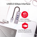 Unitek 4-in-1 USB-C 5Gbps Hub with USB-A Adapter (3*USB3.0 + Gigabit Ethernet), Space Grey Y-3088B