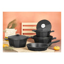 O.M.S. Die-cast Dodeca Quartz 7 Pcs Cooking Set Pots 26+24+20cm + Frypan 26cm Black TOM021