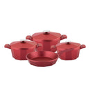 O.M.S. Die-Cast Dodeca 7 Pcs Cooking Set Pots 26+24+20cm + Fry pan 26cm Red TOM024