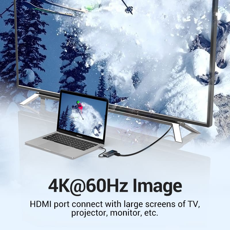 Vention USB-C to HDMI (4K-60Hz) / USB3.0x3 / RJ45 / PD Docking Station 0.15M Gray Mirrored Surface TFFHB | Computer Accessories Vention USB-C to HDMI (4K-60Hz) / USB3.0x3 / RJ45 / PD Docking Station 0.15M Gray Mirrored Surface TFFHB | Computer Accessories