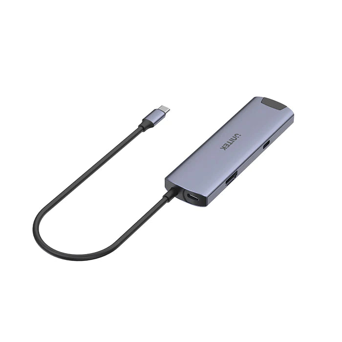 Unitek 6-in-1 USB-C 5Gbps Hub (2*USB-A 5Gbps + USB-C 5Gbps + HDMI 4K 30Hz + Gigabit Ethernet + PD 100W), Space Gray, Unitek Gift Box H1112F | Computer Accessories