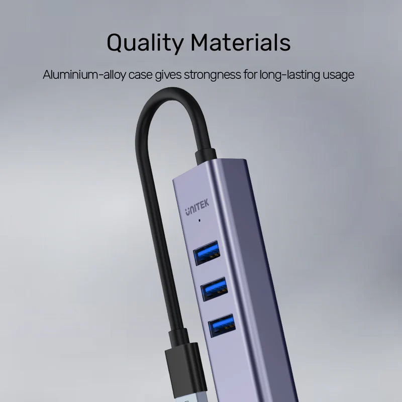 Unitek 4-in-1 USB-C 5Gbps Hub with USB-A Adapter (3*USB3.0 + Gigabit Ethernet), Space Grey Y-3088B | CABLES & ADAPTERS Unitek 4-in-1 USB-C 5Gbps Hub with USB-A Adapter (3*USB3.0 + Gigabit Ethernet), Space Grey Y-3088B | CABLES & ADAPTERS