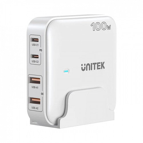Unitek Desktop Charger 100W 4 in 1 GaN Charger White - 2 USB + 2 Type-C P1229AWH