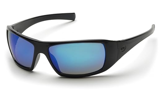 Pyramex Goliath Safety Glasses Black with Ice Blue Mirror Lens SB5665D