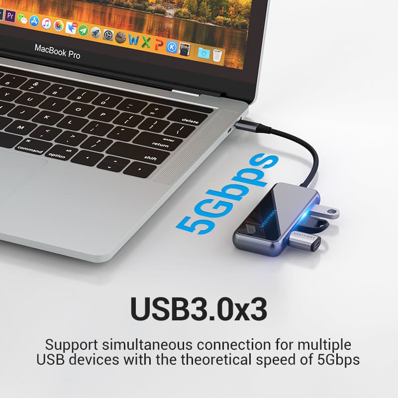Vention USB-C to HDMI (4K-60Hz) / USB3.0x3 / RJ45 / PD Docking Station 0.15M Gray Mirrored Surface TFFHB | Computer Accessories Vention USB-C to HDMI (4K-60Hz) / USB3.0x3 / RJ45 / PD Docking Station 0.15M Gray Mirrored Surface TFFHB | Computer Accessories