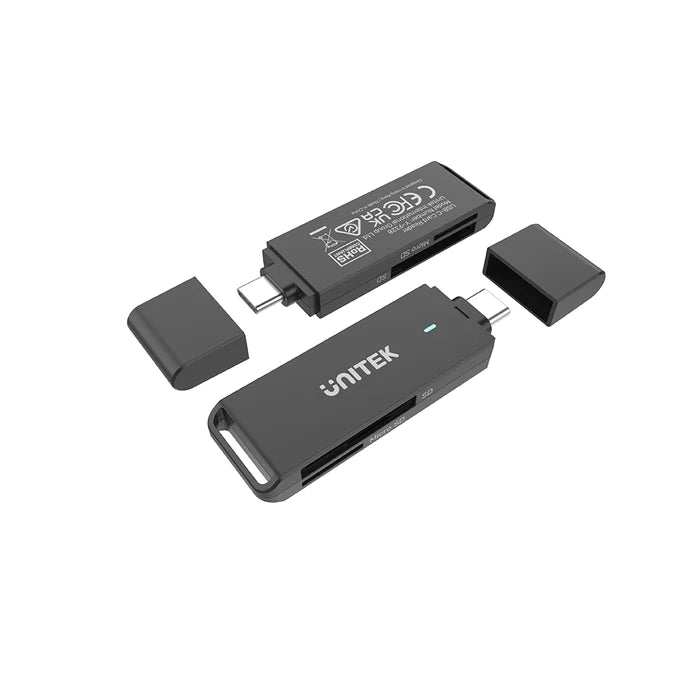 Unitek USB 3.0 USB C to Micro SD/SD Card Reader, Black Y-9328