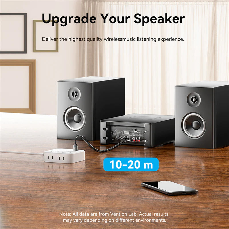 Vention USB Car Bluetooth 5.4 Audio Receiver with Coiled Cable 1.5M Gray Zinc Alloy NAIHG