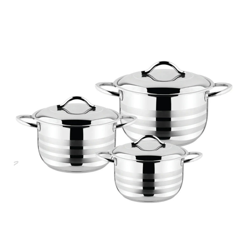O.M.S. 6 Pcs Stainless Steel Cookware Set Pots 24+ 26 + 30cm TOM043