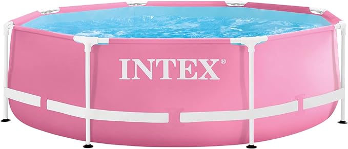 Intex 2.44m x 76cm Pink Metal Frame Pool 42128292