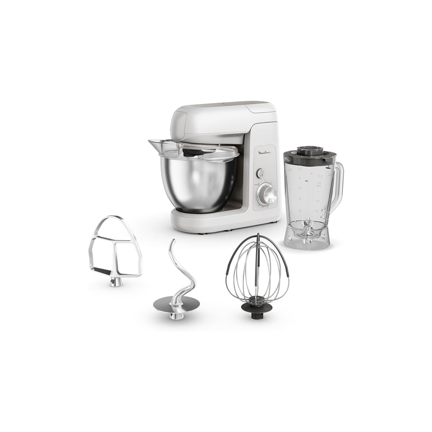 Moulinex Bake Partner Kitchen Machine 1100W, 4.6 LTRS Bowl, 4 Attachments, 8 Speeds + Pulse, 1.5 LTRS Blender QA521B27 | Kitchen Appliance