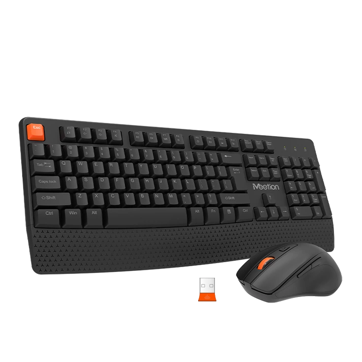 Meetion 2.4G Wireless Ergonomic Keyboard Mouse Combo - Black MT-C4130