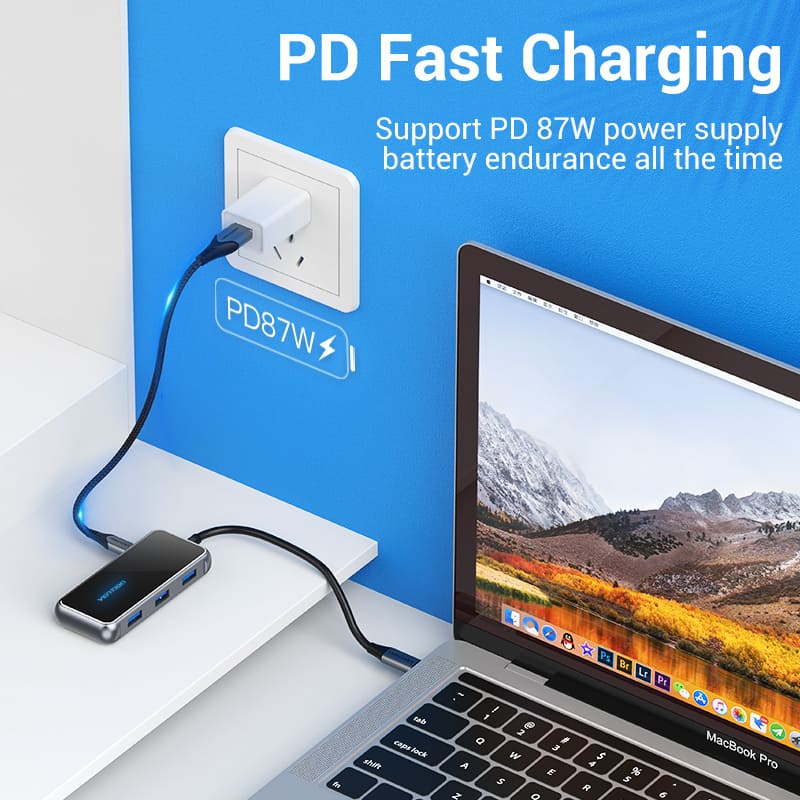 Vention USB-C to HDMI (4K-60Hz) / USB3.0x3 / RJ45 / PD Docking Station 0.15M Gray Mirrored Surface TFFHB | Computer Accessories Vention USB-C to HDMI (4K-60Hz) / USB3.0x3 / RJ45 / PD Docking Station 0.15M Gray Mirrored Surface TFFHB | Computer Accessories