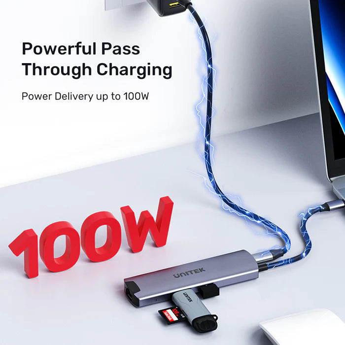 Unitek 6-in-1 USB-C 5Gbps Hub (2*USB-A 5Gbps + USB-C 5Gbps + HDMI 4K 30Hz + Gigabit Ethernet + PD 100W), Space Gray, Unitek Gift Box H1112F | Computer Accessories Unitek 6-in-1 USB-C 5Gbps Hub (2*USB-A 5Gbps + USB-C 5Gbps + HDMI 4K 30Hz + Gigabit Ethernet + PD 100W), Space Gray, Unitek Gift Box H1112F | Computer Accessories