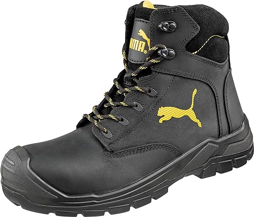 Puma Borneo S3 Safety Boots, Scuff Caps, Black Mid-High Top, Half Boots 63.041.1