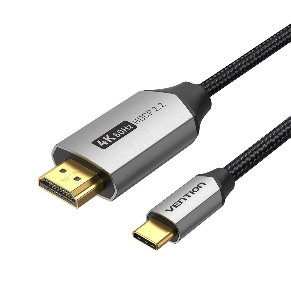 Vention Cotton Braided USB-C to HDMI Cable 1.5M Black Aluminum Alloy Type | Computer Accessories Vention Cotton Braided USB-C to HDMI Cable 1.5M Black Aluminum Alloy Type | Computer Accessories