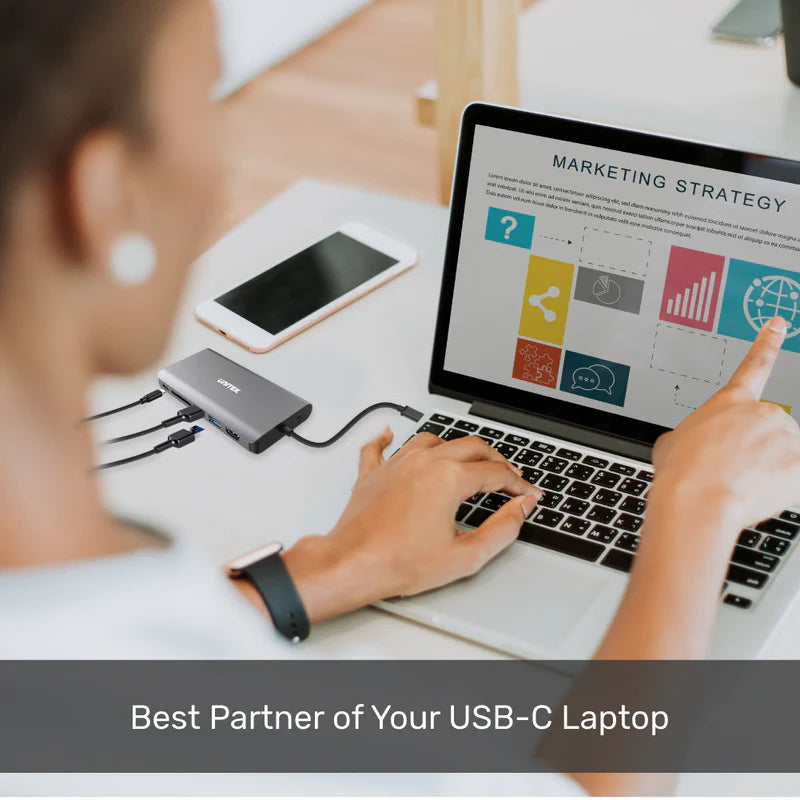 Unitek 8-in-1 USB-C 5Gbps Hub with PD (2-Port USB3.0 + HDMI + VGA + SD + Audio + Gigabit Ethernet + USB-C PD100W/Data), Space Grey D1019B | Power Adapter & Charger Accessories Unitek 8-in-1 USB-C 5Gbps Hub with PD (2-Port USB3.0 + HDMI + VGA + SD + Audio + Gigabit Ethernet + USB-C PD100W/Data), Space Grey D1019B | Power Adapter & Charger Accessories