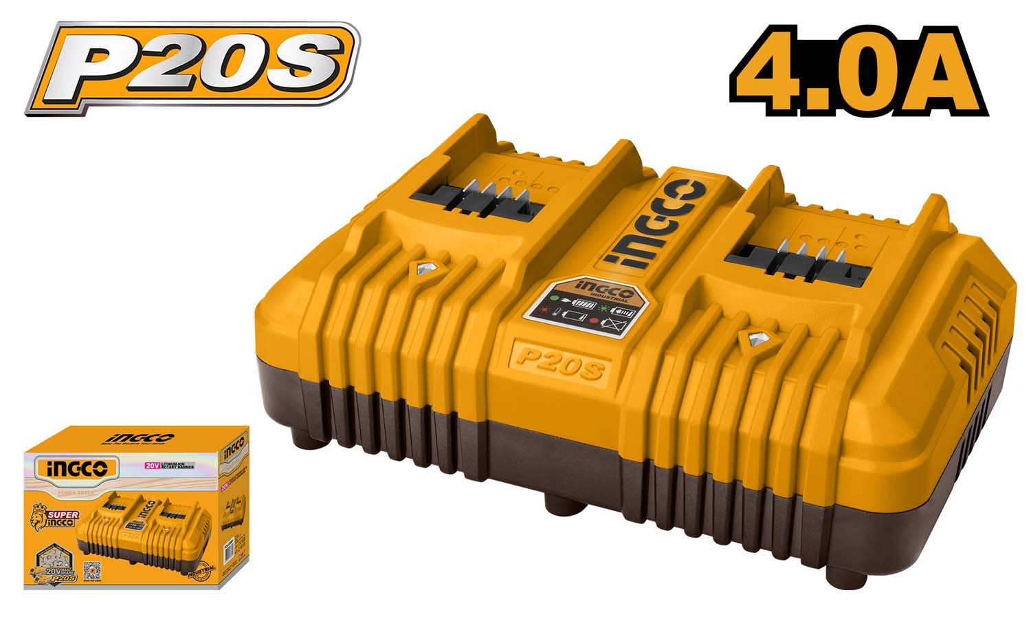 INGCO P20S Battery Charger- Dual Ports Input (220-240V~50/60Hz) Output (21V~4A) FCLI2034 | Batteries, Chargers & Starter Kits