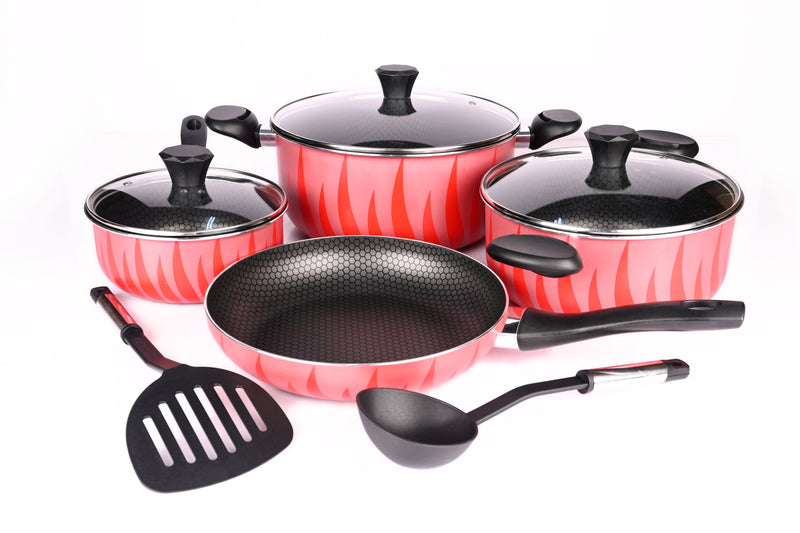 Gitco Hotwaves Non Stick Cookware 9pcs Set AC8516
