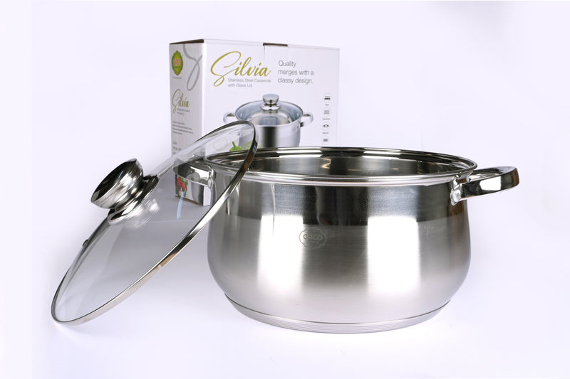 Gitco Stainless Steel Silvia Casserole With Glass Lid