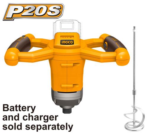 INGCO Cordless Mixer 20V, M14 Pad Thread MXLI2001 | Construction Tools