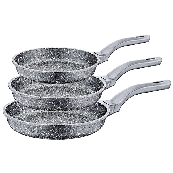 O.M.S. Die-Cast Granite Fryypan 3 Pcs Set 28+24+20cm Gray TOM037 | Kitchen Appliance O.M.S. Die-Cast Granite Fryypan 3 Pcs Set 28+24+20cm Gray TOM037 | Kitchen Appliance